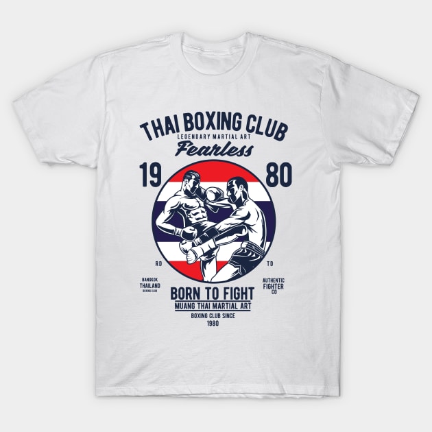 Thai Boxing Club Muay Thailand Kickboxing Martial Art T-Shirt by Print Cartel